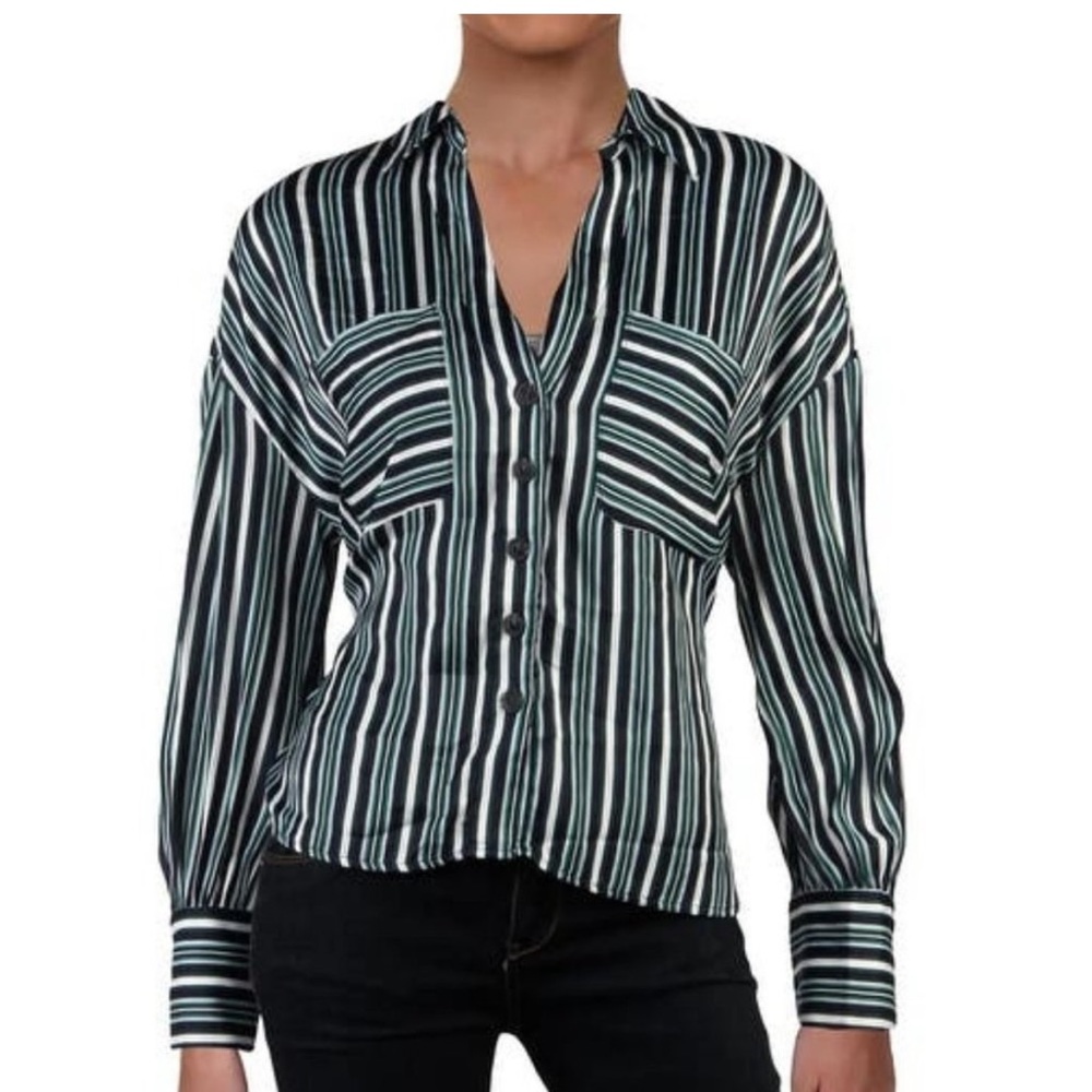 Free People Mad about you blouse button down stripes size M NWT